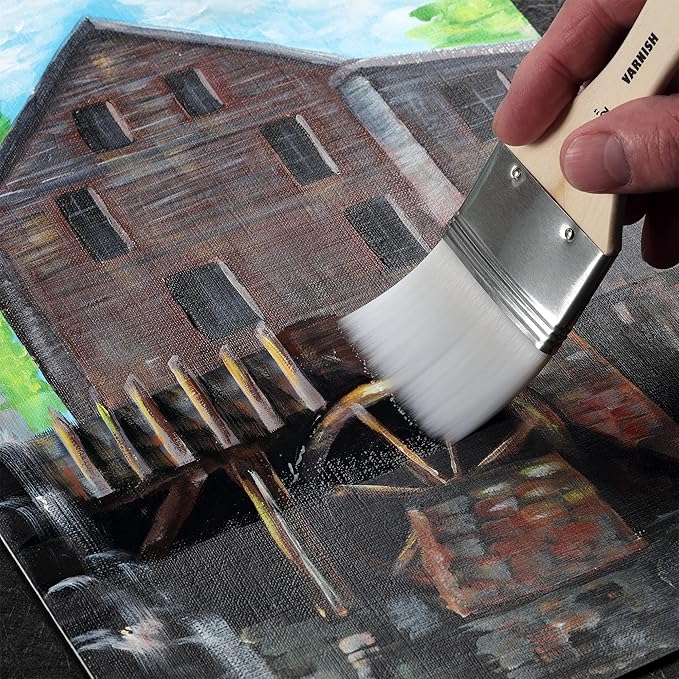 Jerry's Artarama InstaVar™ Gloss Picture Varnish & Varnish Brush Sets - Perfect for Varnish Paintings, Artists, Professionals, Restoration, & More! - 16.9oz Bottle w/ Set of 6 Brushes