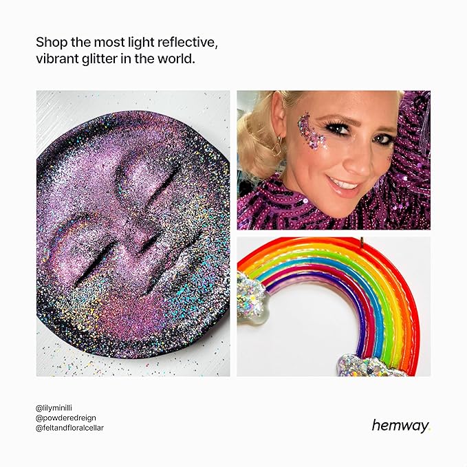 Hemway Polyurethane & Epoxy Resin Glitter for Arts, Crafts, Tumblers, Flooring, Woodwork, Decorating and Resin Projects 100g - Purple Holographic