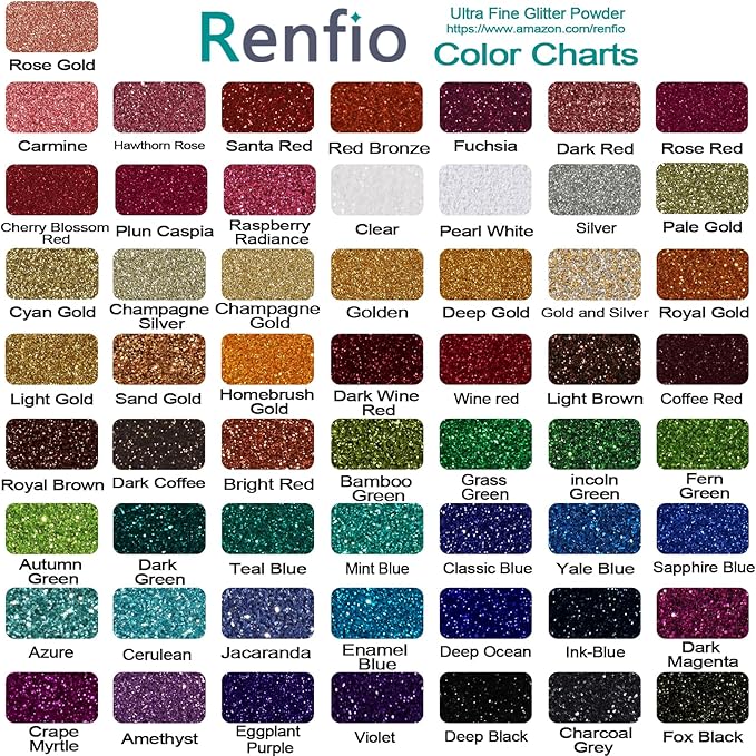 Renfio Ultra Fine Glitter Powder Metallic Resin Glitter 2.11 Oz (60g) PET Flakes Crafts Sequins 1/128" 0.008" 0.2mm Epoxy Chips Flakes for Tumblers Slime Christmas Decoration - Dark Green