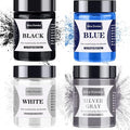 【40g Black + 60g White/Blue/Sliver Gray】 220g Mica Powder for Epoxy Resin - Pigment Powder Dye for Resin/Soap Making/Nails/Bath Bombs etc. (4 Color)