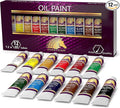 MyArtscape Oil Paint Set - 12 x 12ml Tubes - Lightfast - Heavy Body - Oil-based Vibrant Colors - High Pigment Load - Non-fading - Artist Quality Painting Supplies - Professional Craft Paints