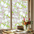 3D Stained Glass Window Film, Decorative Window Privacy Film for Bathroom,Front Door,Home, Sun Blocking Heat Control,Static Cling,23.6inch x 35.4inch Pink sprigs