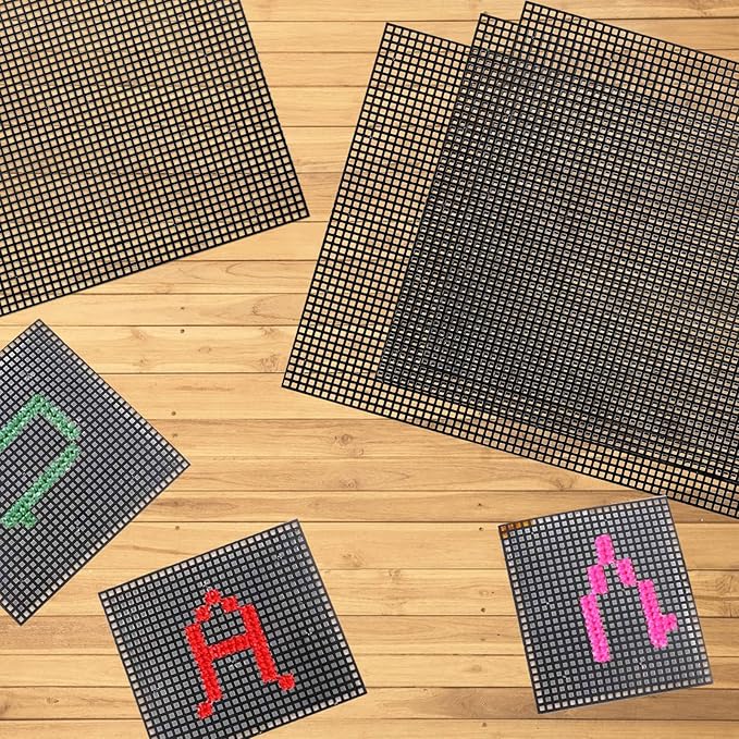 12PCS Plastic Mesh Canvas Sheets, 20x13 Inch Plastic Mesh Sheets for Crafts, Black Plastic Canvas and Embroidery Tools for Embroidery Crafting Knit