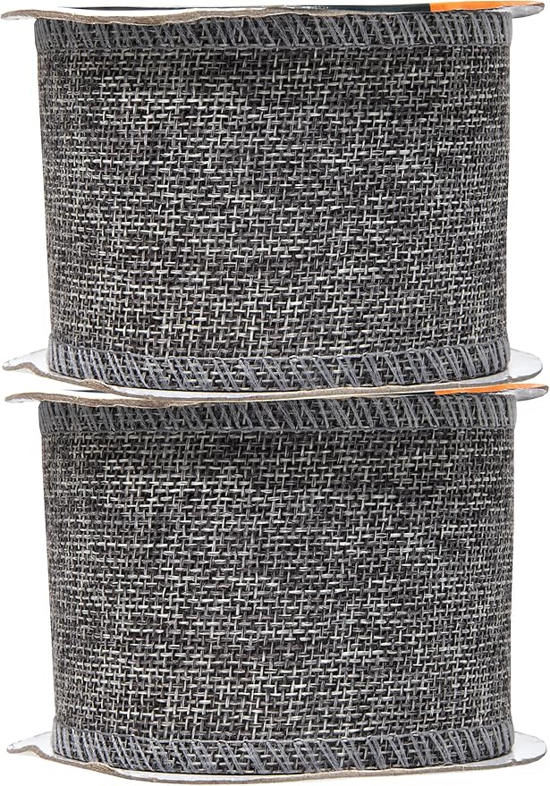 Mandala Crafts Gray Burlap Ribbon 2.5 Inches Wide Jute Ribbons for Crafts - 20 Yds Roll Rustic Burlap Wrap Trim Ribbons for Wreaths Bows Wedding Party Decoration