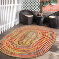 8'x10' Handwoven Jute Chindi Area Rug - Colorful Boho Rugs for Living Room - Hand Braided Multicolor Bohemian Rug for Farmhouse, Bedroom, Dining Room, Classroom, Hallway, Kitchen, Office