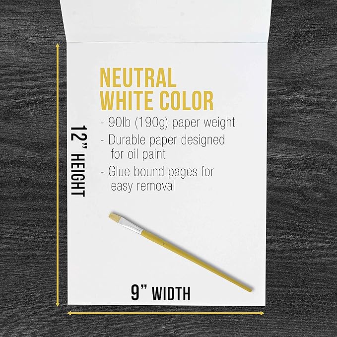 U.S. Art Supply 9" x 12" Premium Heavy-Weight Oil Painting Pad (2 Pack, 30 Sheets Total) - 90lb (190gsm) - Oil Pastel Paper for Students and Adults
