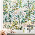 NINETREX Window Privacy Film Stained Glass Window Film 3D Decorative Cling,Sun Blocking Static Cling Removable Film for Glass Door,Home Decor Window Cover Non-Adhesive 17.5 x 157.4 inches,Leaf