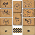 Thank You Cards With Envelopes - 160 Sets Premium Kraft Thank You Cards Bulk - TY Notes with 8 Graceful Designs - Floral Card for Celebration, Wedding, Baby & Bridal Shower 4x6