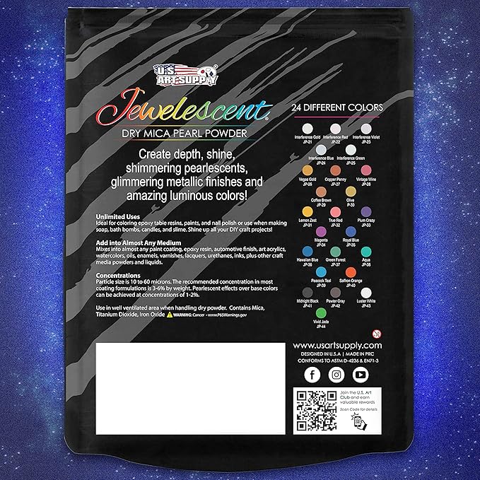 U.S. Art Supply Jewelescent Vivid Jade Mica Pearl Powder Pigment, 3.5 oz (100g) Sealed Pouch - Cosmetic Grade, Metallic Color Dye - Paint, Epoxy, Resin, Soap, Slime Making, Makeup, Art