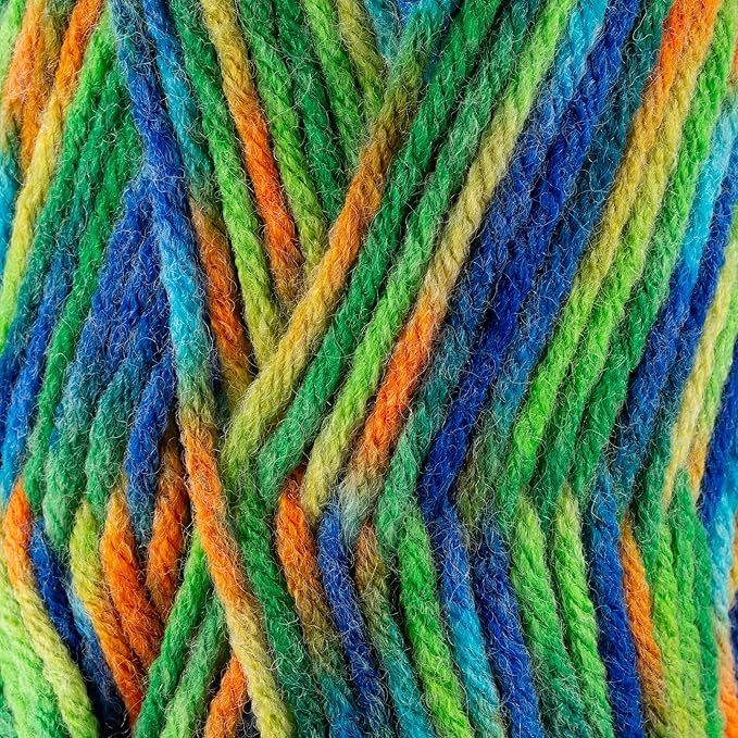 3 Skeins of Sensy Roving Multi Color Yarn, 3.5 oz, 132 Yards, Gauge 5 Bulky (Rainforests)