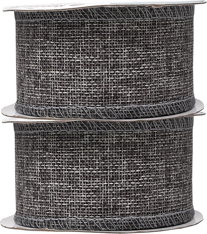 Mandala Crafts Gray Burlap Ribbon 2 Inches Wide Jute Ribbons for Crafts - 20 Yds Roll Rustic Burlap Wrap Trim Ribbons for Wreaths Bows Wedding Party Decoration
