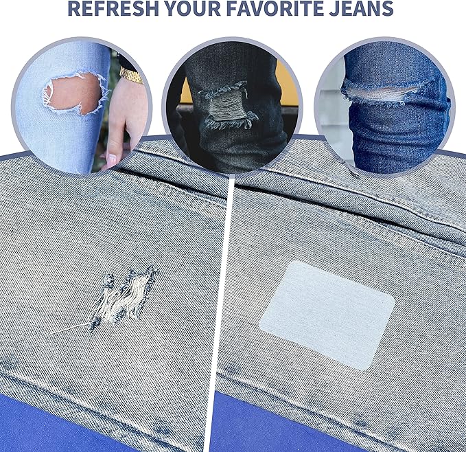 KING MOUNTAIN Iron-on Repair Patch,3"x60"100% Cotton Denim Iron-on Repair Patch, Jeans and Clothing Repair and Decoration Kit (Light Blue)