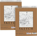 U.S. Art Supply 11"x14" Top Spiral Bound Sketch Book, 2 Pack, 100 Sheets Each, 60lb (100gsm), Acid-Free, Artist Sketchbook, Drawing Pad for Adults & Students