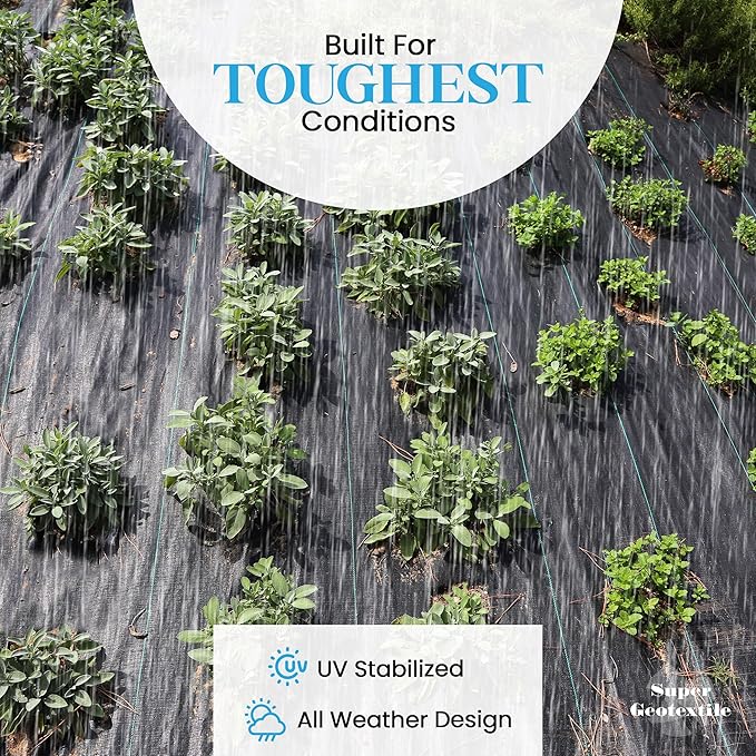 Woven Geotextile Fabric for Driveway and Road Stabilization, Construction Underlayment, Erosion Control, Commercial Grade 50 Year for Gravel Roads and Pavers (12.5x60) Ships Folded