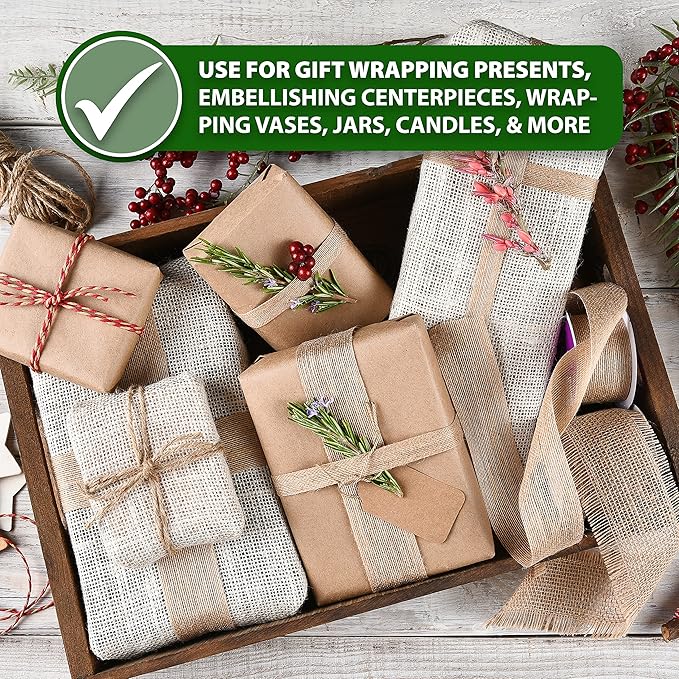Mandala Crafts Purple Burlap Ribbon 3 Inches Wide Jute Ribbons for Crafts - 20 Yds Roll Rustic Burlap Wrap Trim Ribbons for Wreaths Bows Wedding Party Decoration