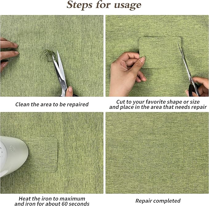 King Mountain Premium Linen Fabric Iron-on Repair Patch, Inside&Outside 3"x60" With Backing Glue, Decorative Kit (Medium Grey)